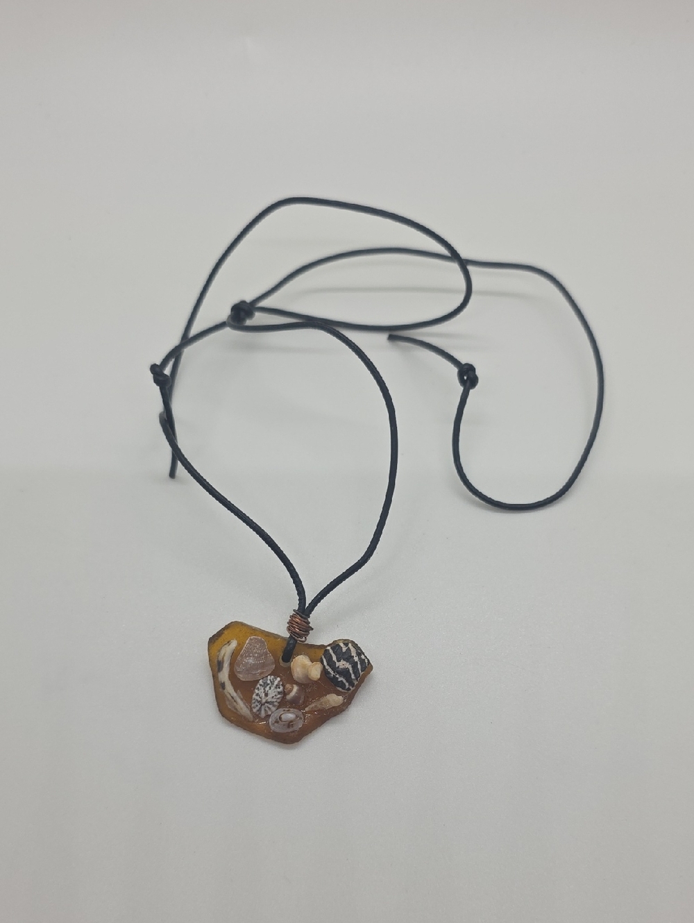 Hand Crafted Brown and Black Shell Accent Necklace